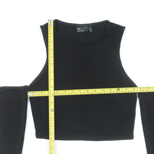 ASOS Design Women Black Size 12 Cropped Cold Shoulder Top