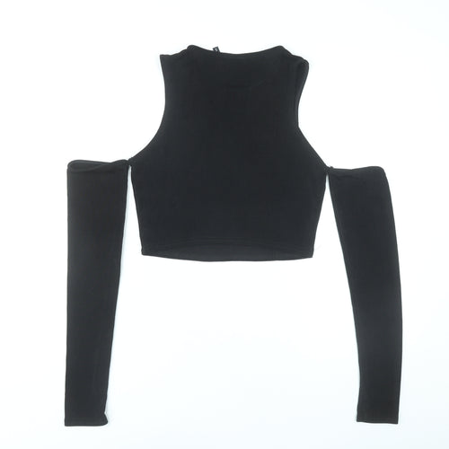 ASOS Design Women Black Size 12 Cropped Cold Shoulder Top