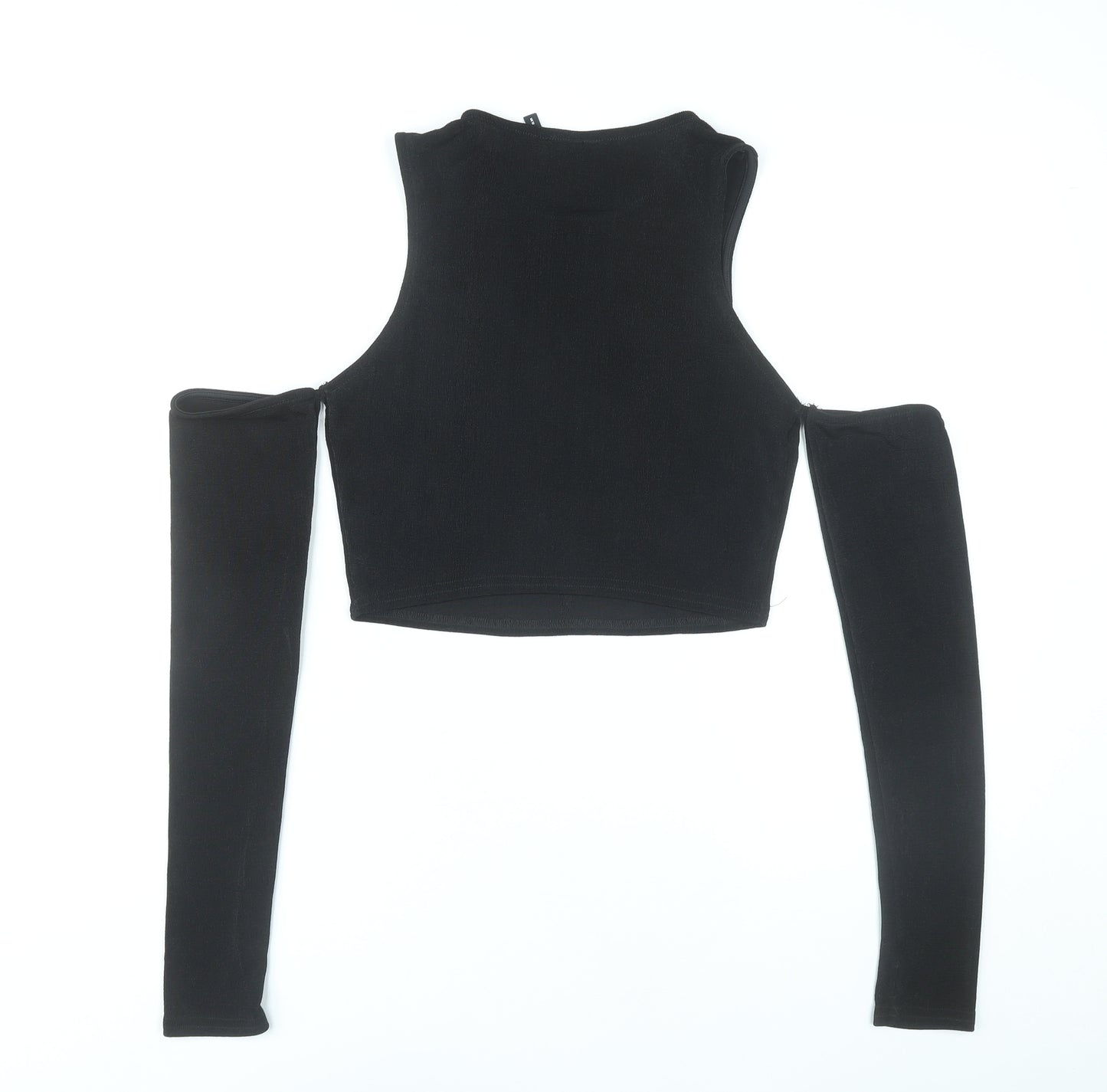 ASOS Design Women Black Size 12 Cropped Cold Shoulder Top