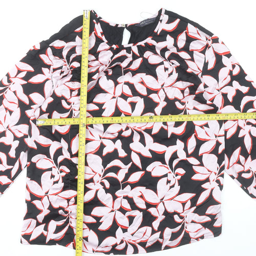 Marks and Spencer Women’s Black Floral Blouse Size 8 Long Sleeve