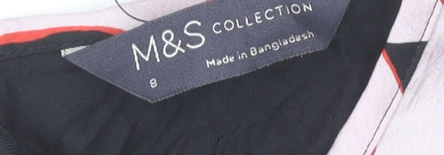 Marks and Spencer Women’s Black Floral Blouse Size 8 Long Sleeve