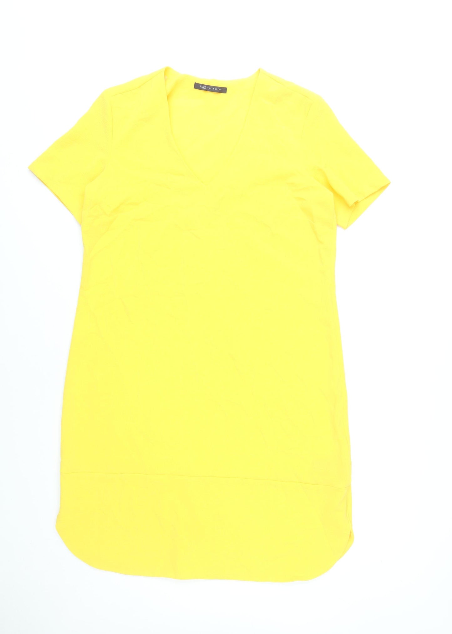 Marks and Spencer Women’s Yellow Size 12 V-Neck T-Shirt Dress