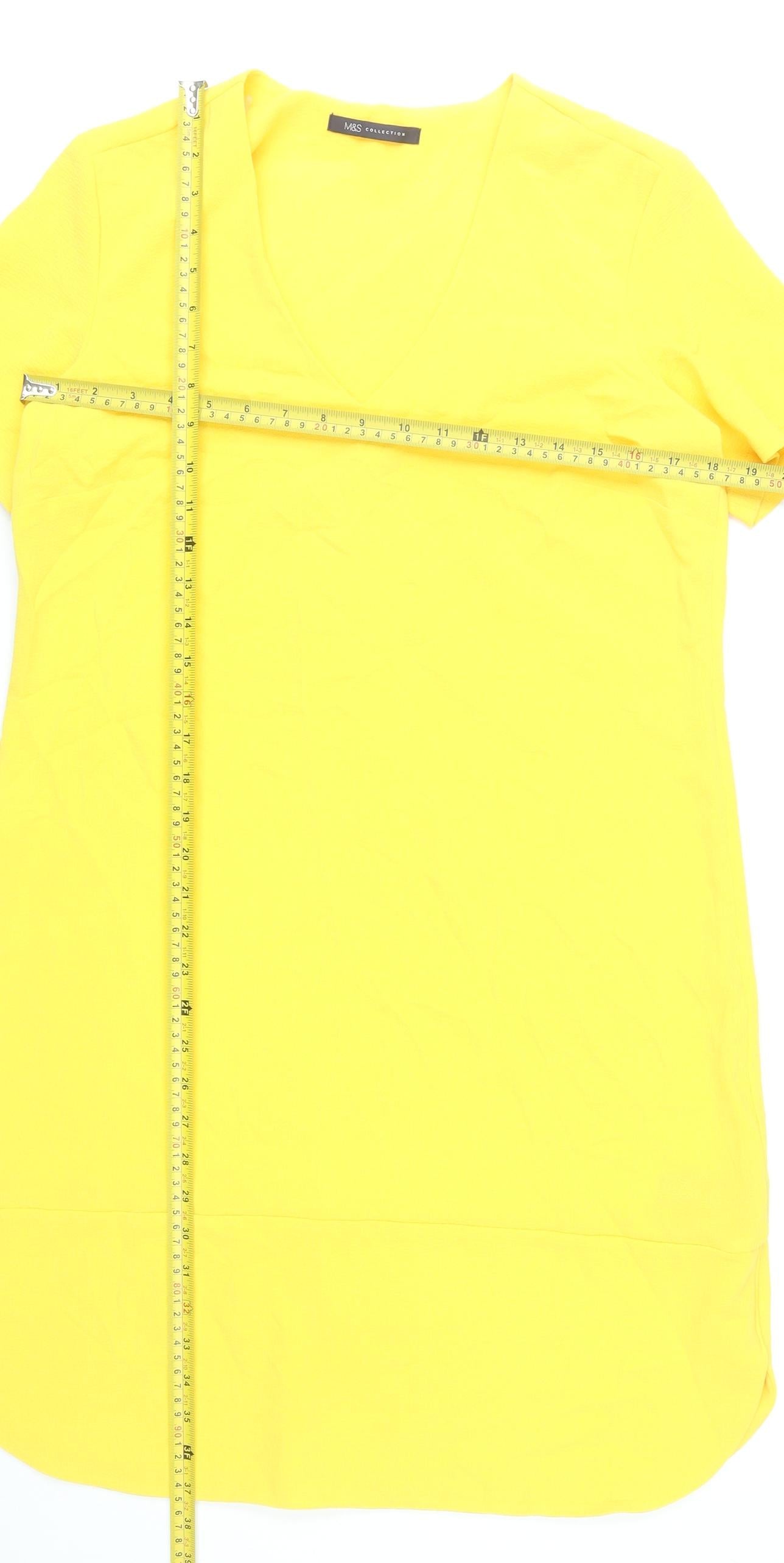 Marks and Spencer Women’s Yellow Size 12 V-Neck T-Shirt Dress