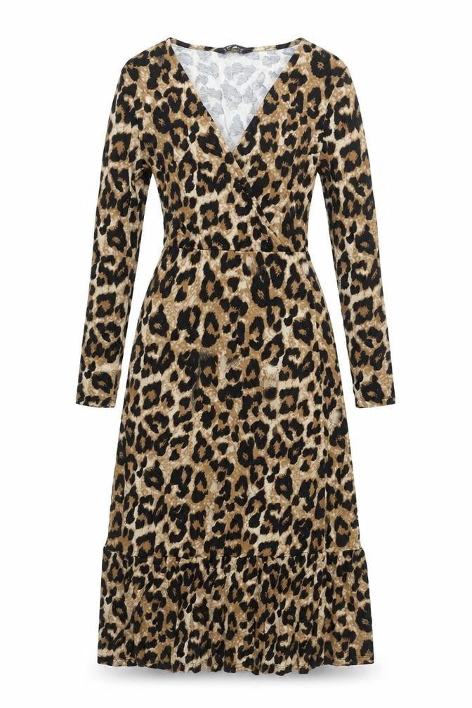 Marks and Spencer Women’s Brown Leopard Print Midi Wrap Dress Size 6