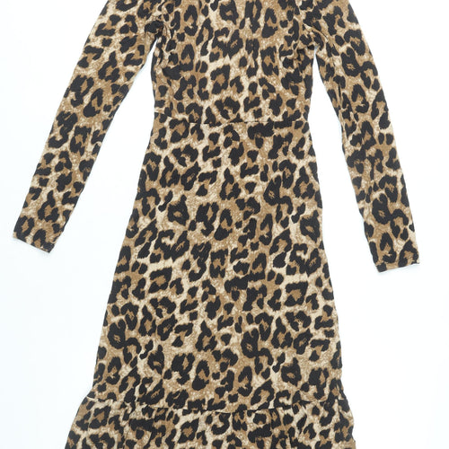 Marks and Spencer Women’s Brown Leopard Print Midi Wrap Dress Size 6