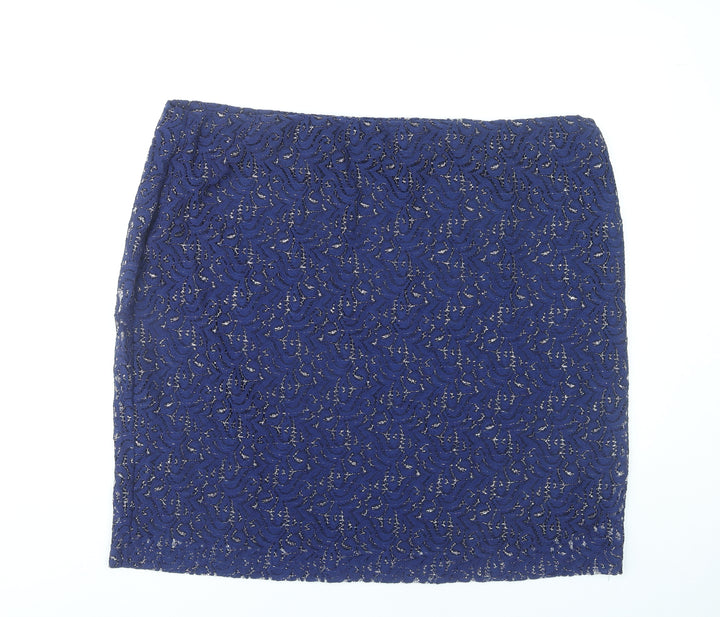 Lavitta Women’s Blue Lace Glitter Pencil Skirt Size 24 Plus
