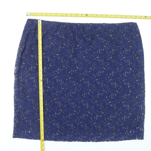 Lavitta Women’s Blue Lace Glitter Pencil Skirt Size 24 Plus