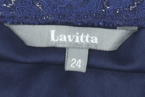 Lavitta Women’s Blue Lace Glitter Pencil Skirt Size 24 Plus