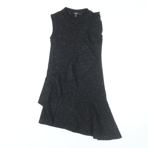 Cosmic Kids Girls Black Glitter Ruffle Party Dress 7 Years Sleeveless