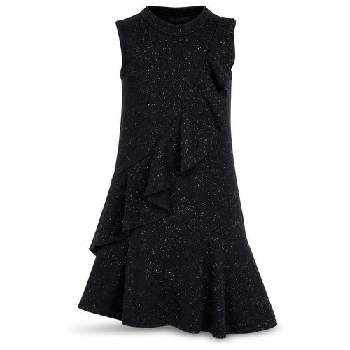 Cosmic Kids Girls Black Glitter Ruffle Party Dress 7 Years Sleeveless