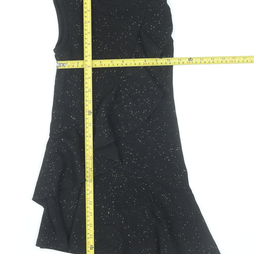 Cosmic Kids Girls Black Glitter Ruffle Party Dress 7 Years Sleeveless