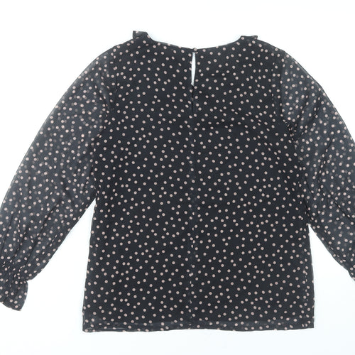 Sosandar Women’s Black Polka Dot Ruffle Blouse Size 6