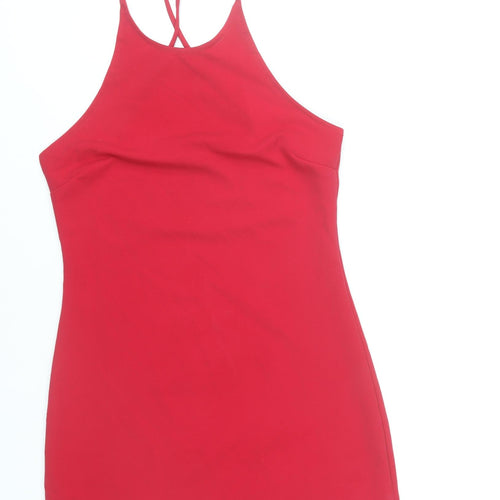 MNG Women’s Red Halter Bodycon Party Dress Size 10