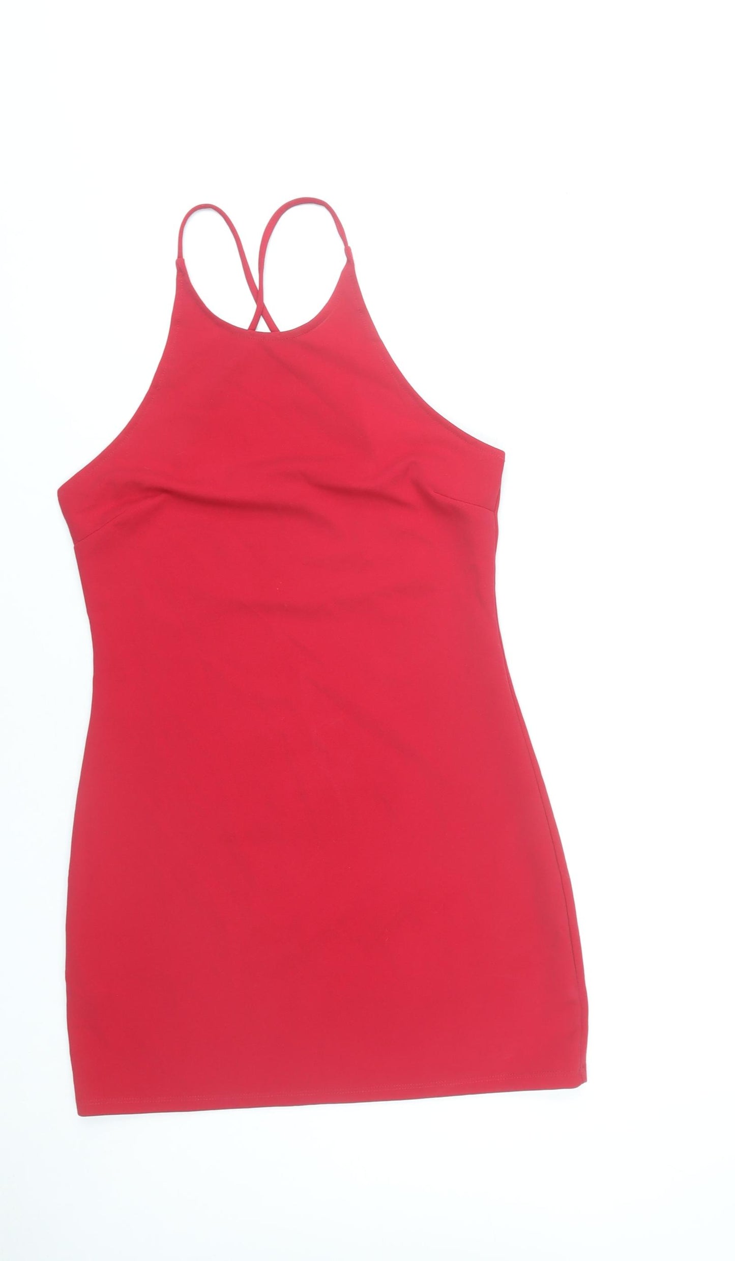 MNG Women’s Red Halter Bodycon Party Dress Size 10
