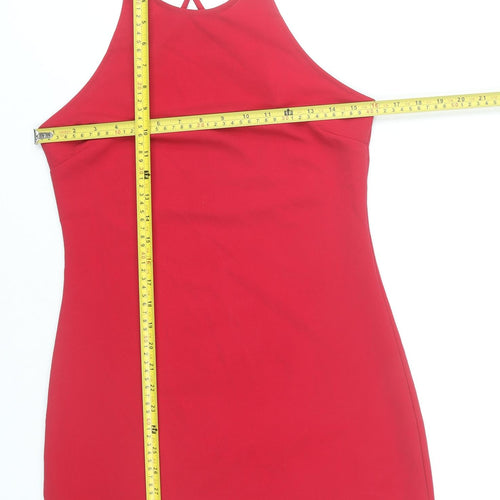 MNG Women’s Red Halter Bodycon Party Dress Size 10