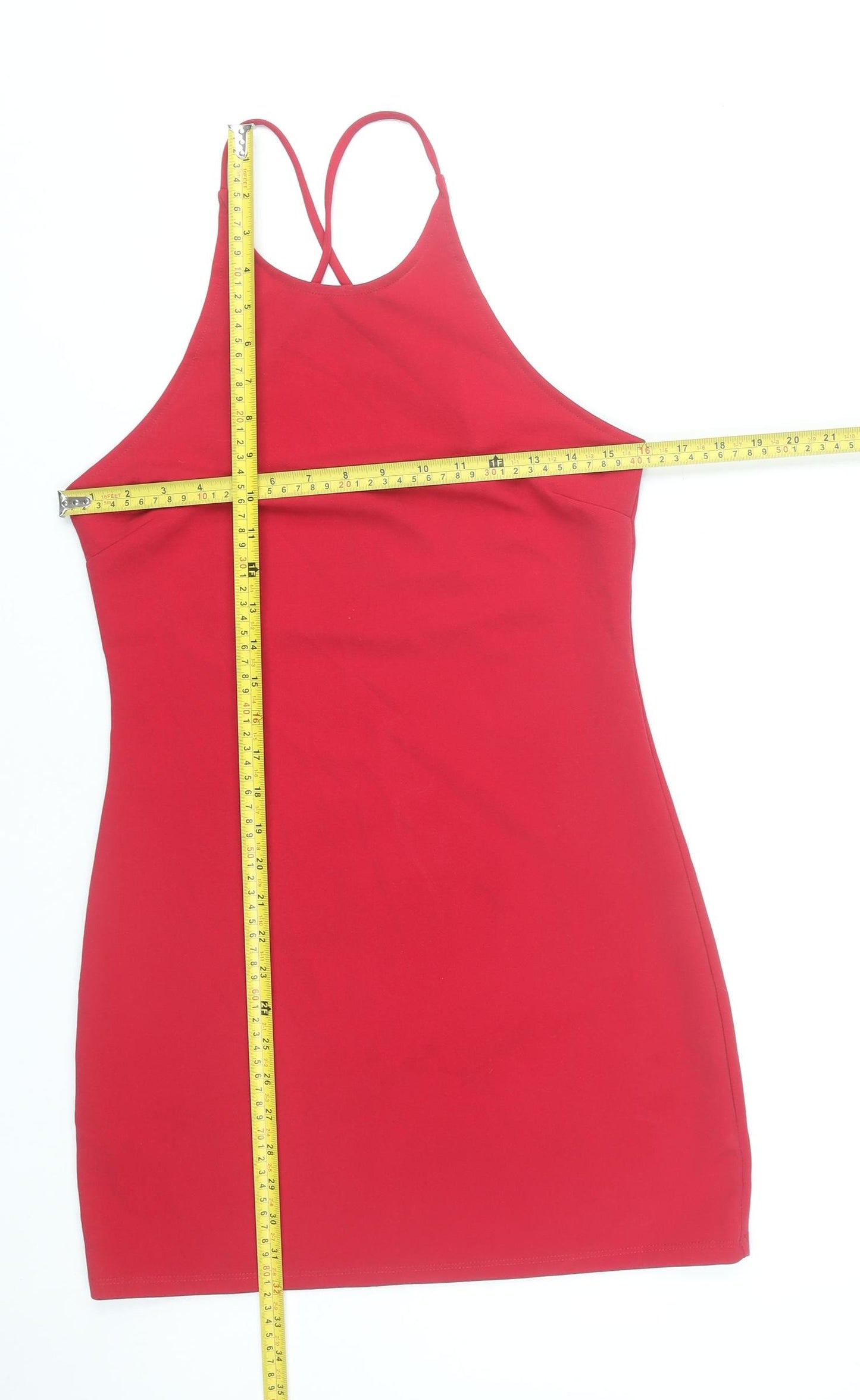 MNG Women’s Red Halter Bodycon Party Dress Size 10