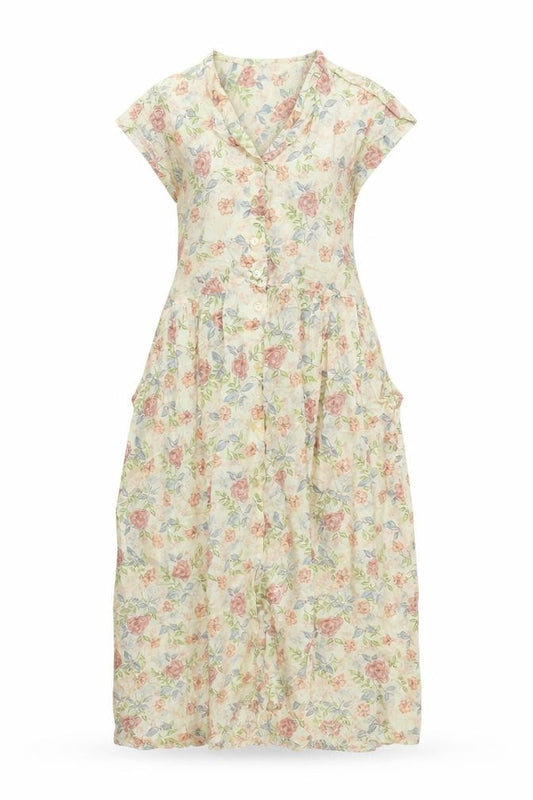 Front view of Isabelle Women’s Multicoloured Floral Midi A-Line Dress, size UK 12