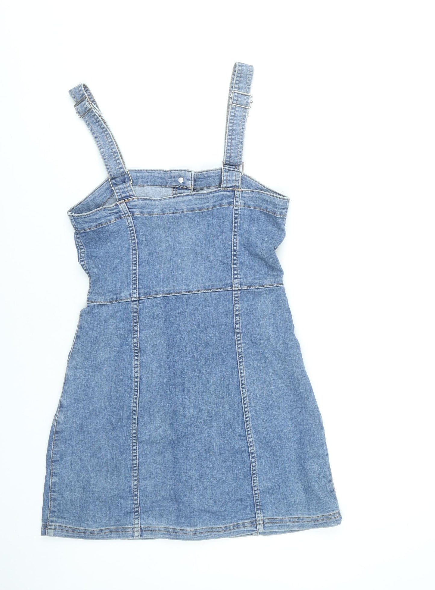 DIVIDED Womens Blue Denim Pinafore Mini Dress Size 10