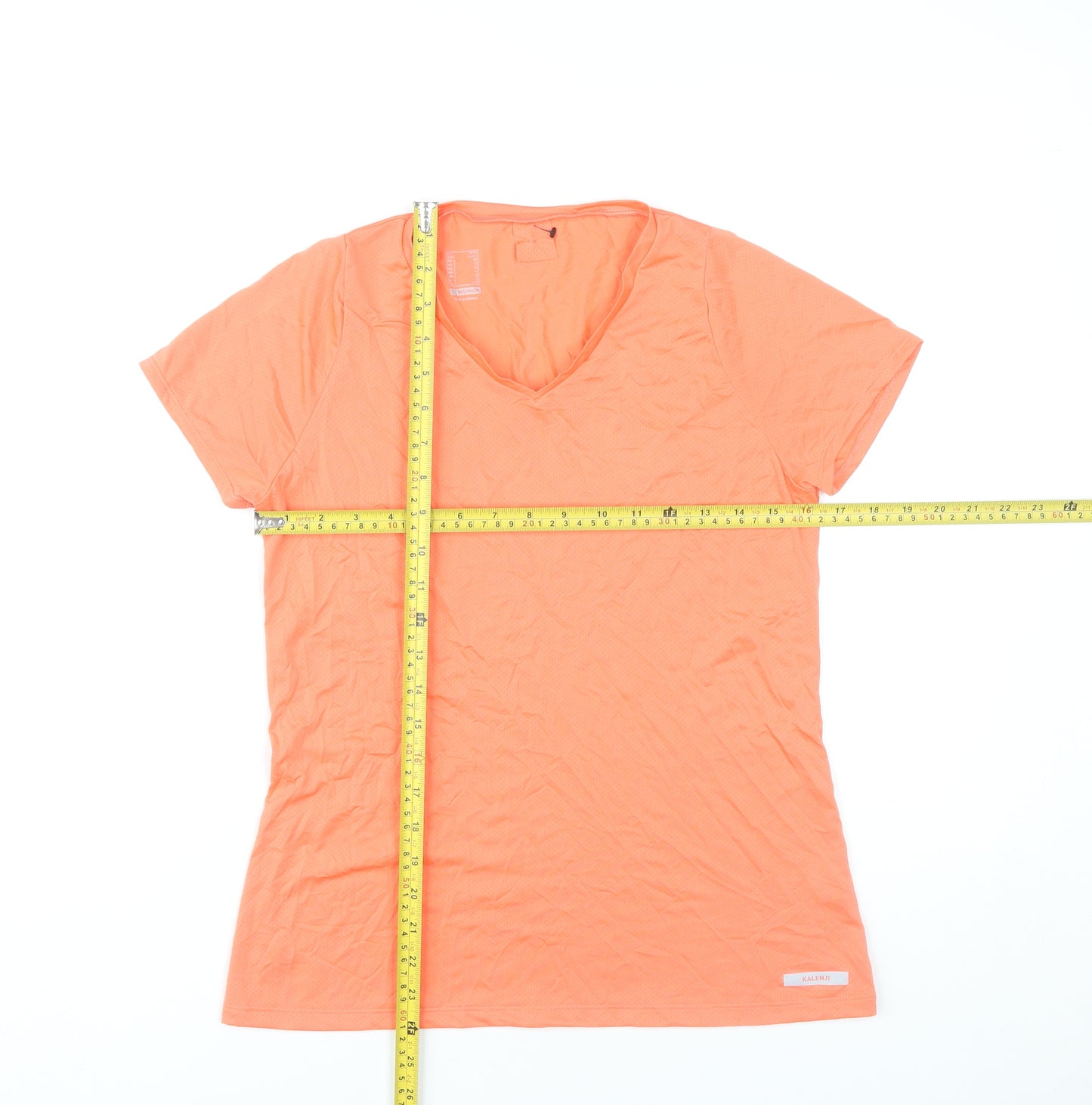 Decathlon Womens Orange V-Neck Activewear T-Shirt Size 10