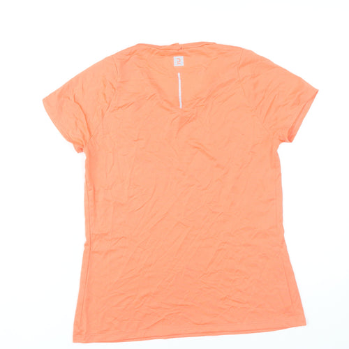 Decathlon Womens Orange V-Neck Activewear T-Shirt Size 10