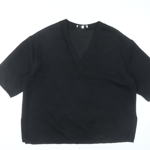 WESC Women’s Black V-Neck Short Sleeve Knit T-Shirt Size S