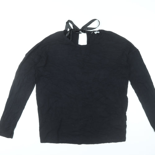Warehouse Women’s Black Blouse UK 10 Long Sleeve Viscose Blend