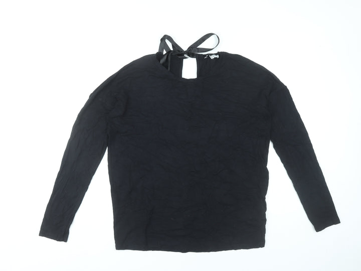 Warehouse Women’s Black Blouse UK 10 Long Sleeve Viscose Blend