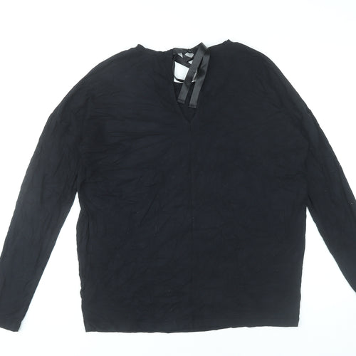 Warehouse Women’s Black Blouse UK 10 Long Sleeve Viscose Blend