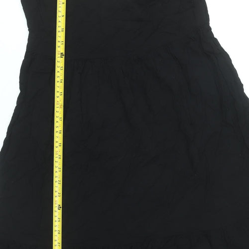 Finery Women Black Viscose Midi A-Line Dress UK 10 Long Sleeve