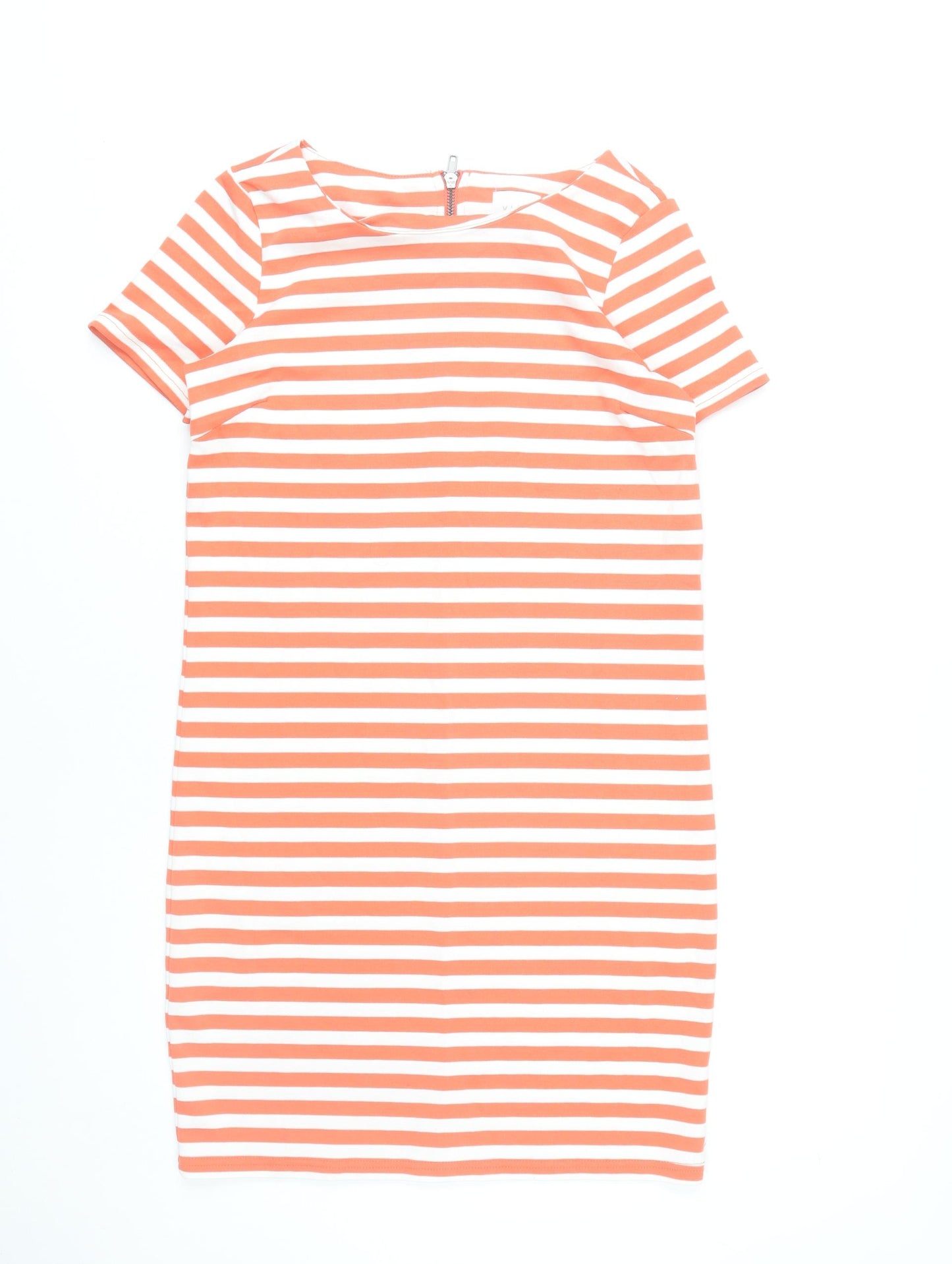 Vila Women Orange White Striped Sheath Dress XS Short Sleeve