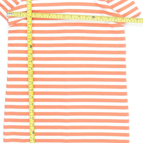 Vila Women Orange White Striped Sheath Dress XS Short Sleeve