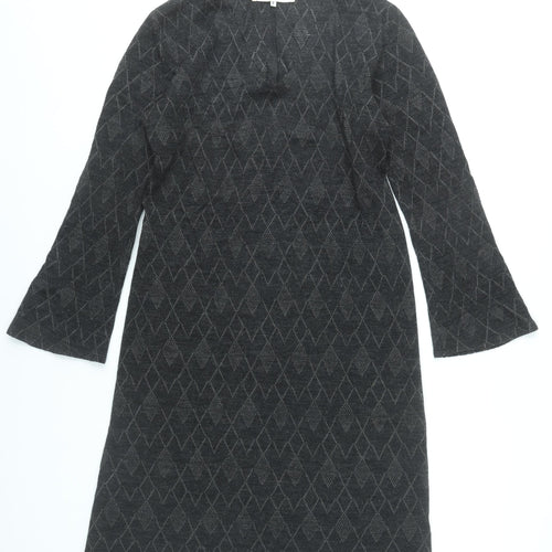 Nicole Urbanski Women’s Black Knit Shift Dress Size 6 Long Sleeve
