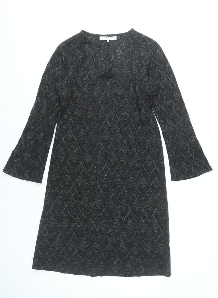 Nicole Urbanski Women’s Black Knit Shift Dress Size 6 Long Sleeve