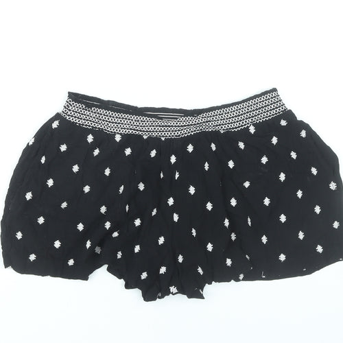New Look Womens Black Size 10 Culotte Embroidered Shorts