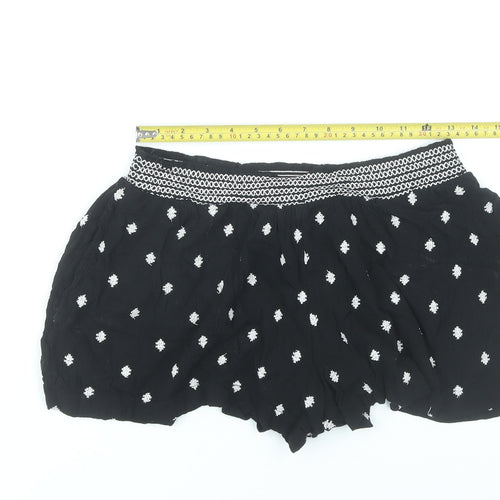 New Look Womens Black Size 10 Culotte Embroidered Shorts