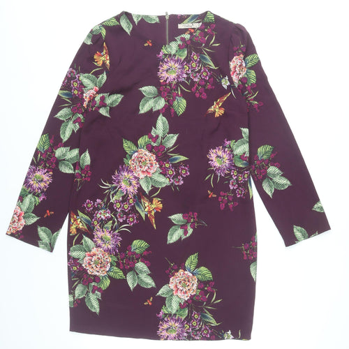 Darling Women Purple Floral Shift Dress Size S Knee Length