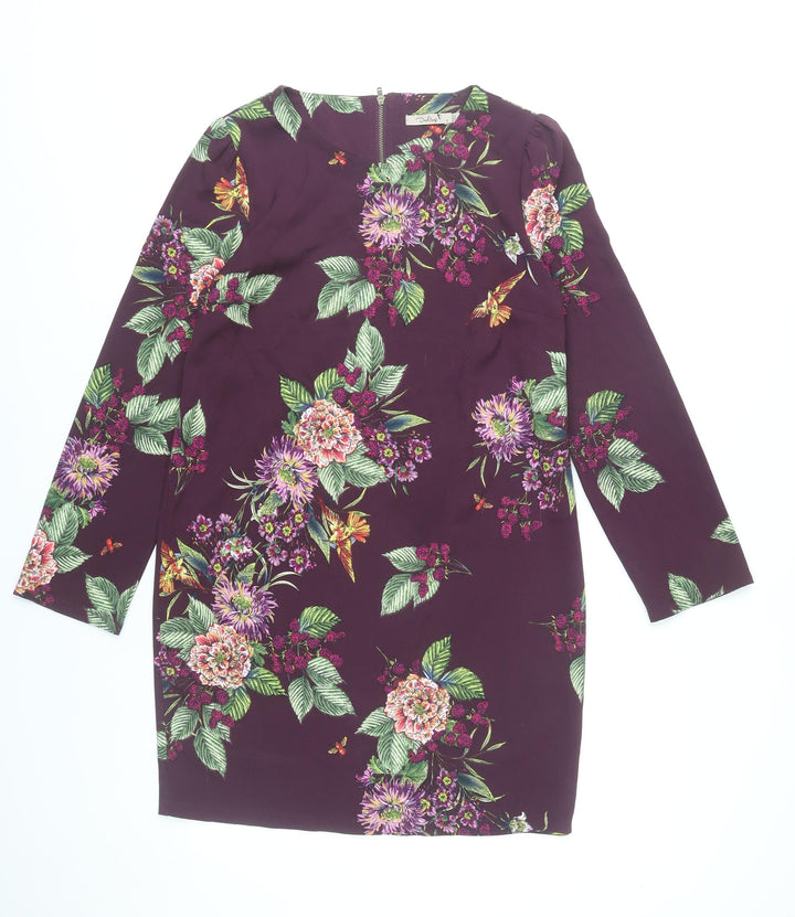 Darling Women Purple Floral Shift Dress Size S Knee Length