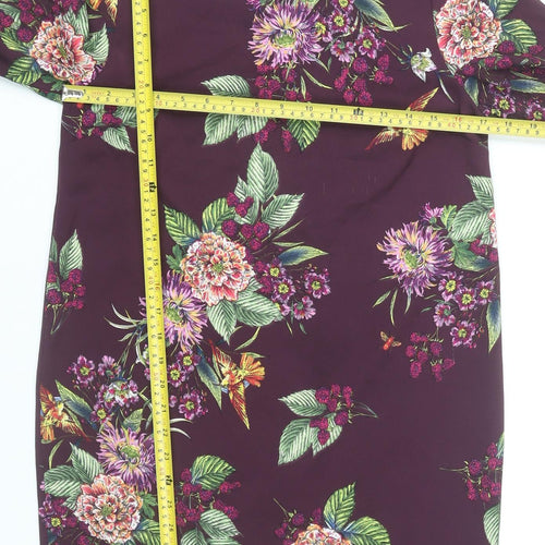 Darling Women Purple Floral Shift Dress Size S Knee Length