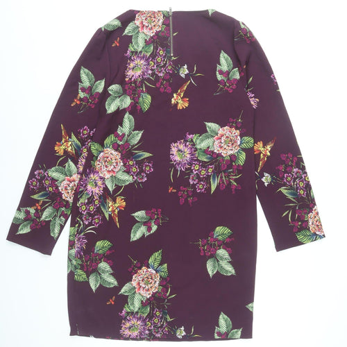 Darling Women Purple Floral Shift Dress Size S Knee Length