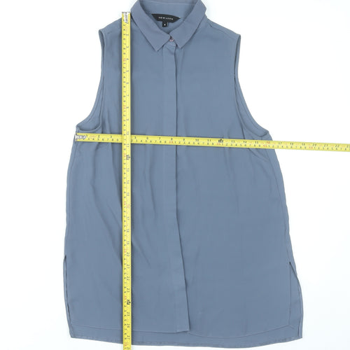 New Look Women’s Blue Sleeveless Collared Blouse Size 8