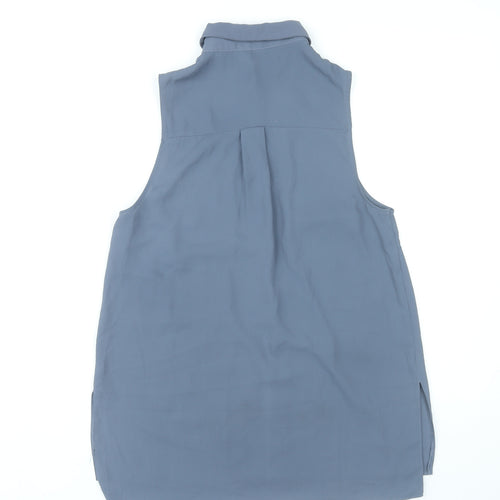 New Look Women’s Blue Sleeveless Collared Blouse Size 8