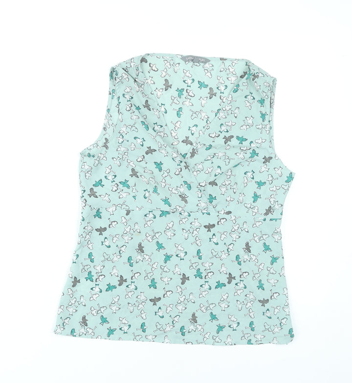 Laura Ashley Womens Blouse Size 14 Multicoloured Sleeveless V-Neck