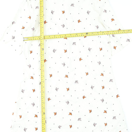 & Other Stories Women White Butterfly Embroidered Shift Dress Size 10