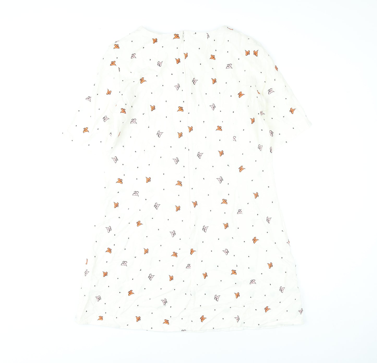& Other Stories Women White Butterfly Embroidered Shift Dress Size 10
