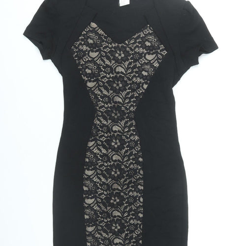 Jus d’Orange Womens Black Lace Bodycon Dress Size M Knee Length