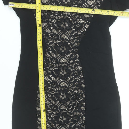 Jus d’Orange Womens Black Lace Bodycon Dress Size M Knee Length