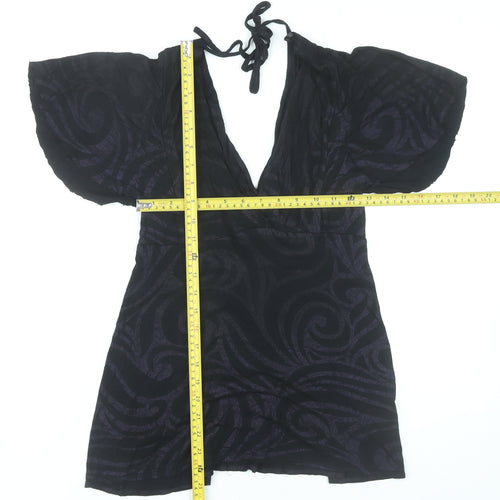 Dorothy Perkins Women’s Black Wrap Blouse Size 10 Viscose Kimono Sleeve