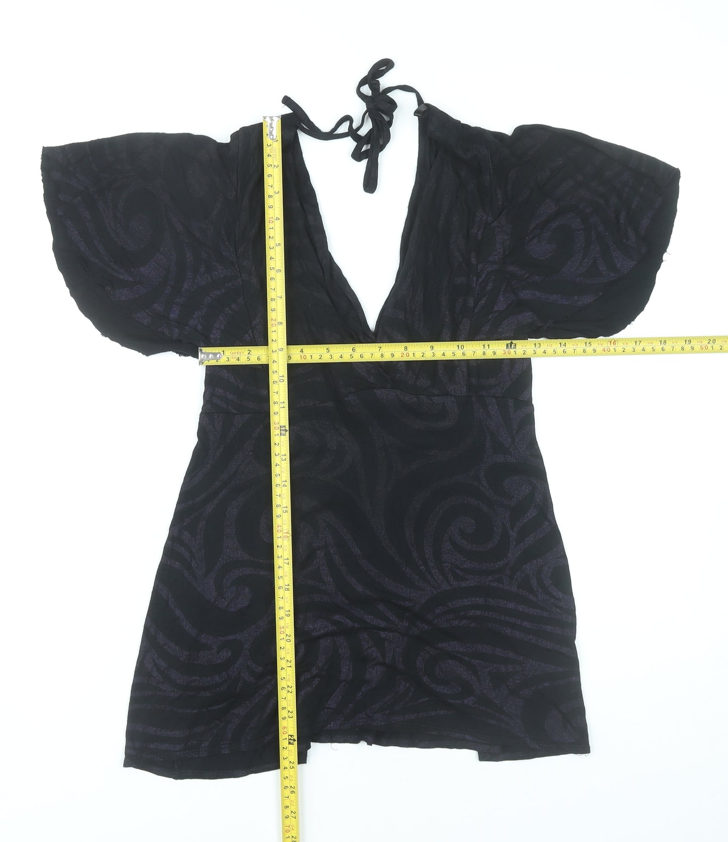 Dorothy Perkins Women’s Black Wrap Blouse Size 10 Viscose Kimono Sleeve