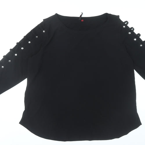 Love Scarlett Womens Black Studded Blouse Top XL 3/4 Sleeve Tunic