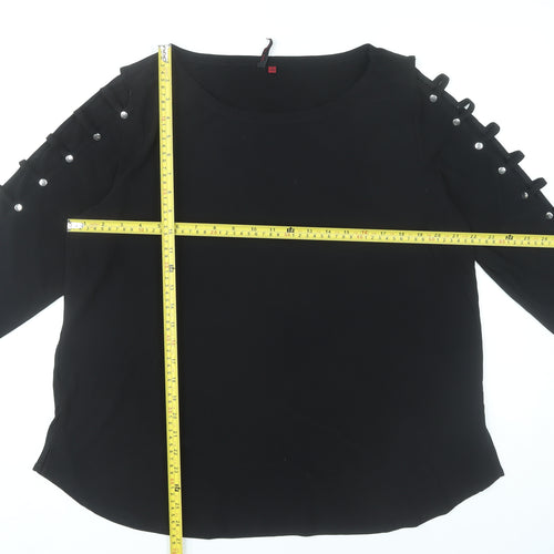 Love Scarlett Womens Black Studded Blouse Top XL 3/4 Sleeve Tunic